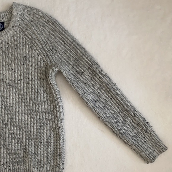 Gap | 2022 Donegal Chunky Rib Knit Wool Blend Crewneck Sweater Light Gray (S) - Picture 7 of 16